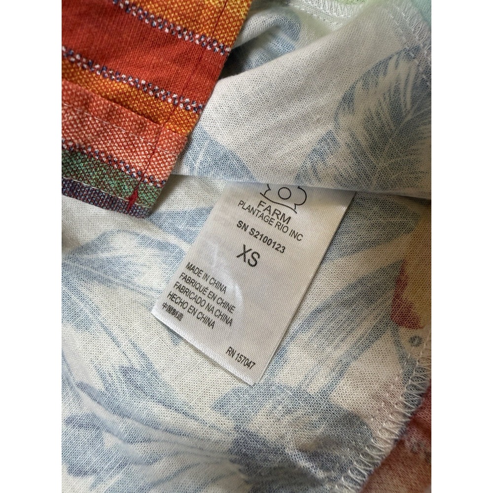 Farm Rio Bird Tropical Print Short Sleeve Button Shirt Size XS Linen Blend - Picture 5 of 10